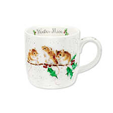 Weihnachts-Becher mit Musen auf Ilex-Zweig