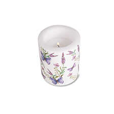 Kerze für Windlicht mit Lavendelmotiv