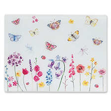 Küchenglasplatte mit Blumen & Schmetterlingen