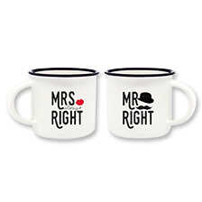 Espresso-Tassen Mrs always Right & Mr Right