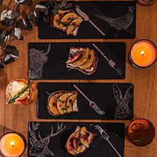 Alernatives Thumbnail 1 zu 4 Serviertabletts aus Schiefer mit Edelstahl-Ksemessern