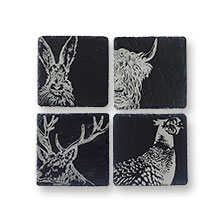 4 Untersetzer aus Schiefer Country Animals