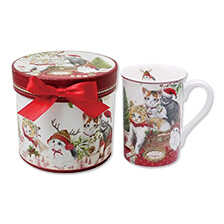 Weihnachtsbecher mit Katzen