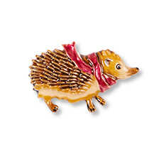 Emaille-Brosche Igel vergoldet