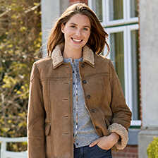 Lederjacke Ziegenvelours mit Teddyfutter