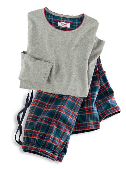 Damen-Pyjama mit Tartan-Flanellhose