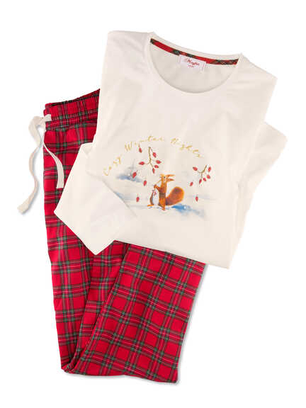 Pyjama Winter Squirrel mit Karohose