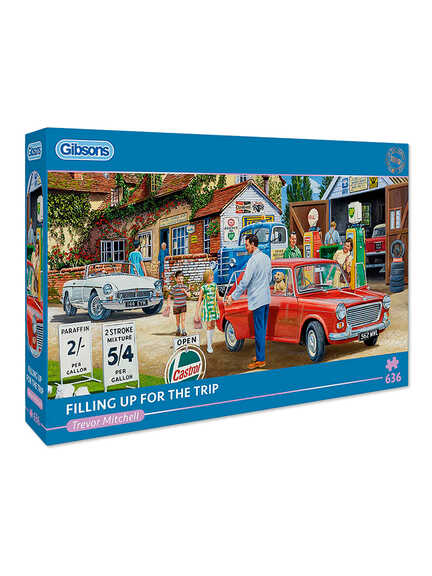 636-Teile Puzzle mit nostalgischem Tankstopp-Motiv