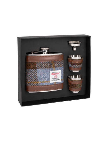 Harris Tweed Hip Flask Flachmann-Set mit 2 Bechern