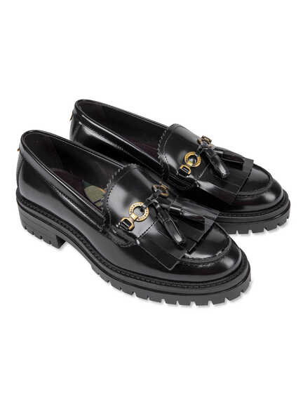 Schwarzer Lackleder-Loafer Ava